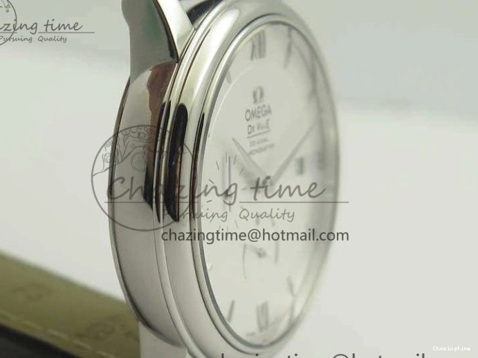 0119 FashionForward De Ville Prestige Real Power Reserve SS TW 1:1 Best Edition White Dial SS Markers On Leather Strap A 8095